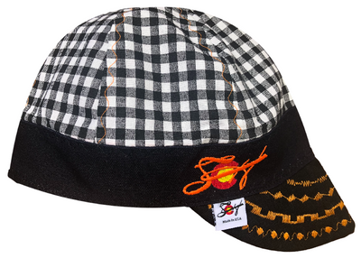 Black Checked  &  Some Slaps! Size 7 1/4 Embroidered Hybrid Welding Cap