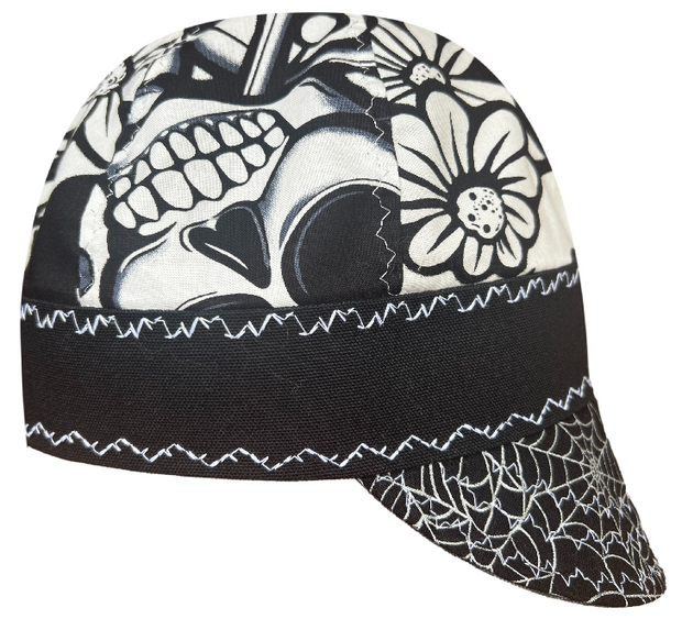 Graffiti Black & White Hybrid Welders Cap Sizes 6 7/8-7 1/4