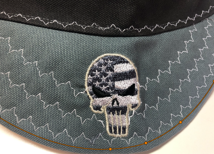 US Flag Punisher Style Skull Embroidered Size 7 1/8 Hybrid Welders Cap