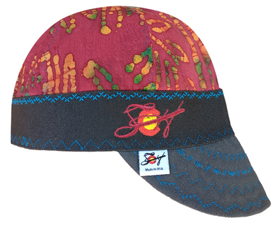 Cranberry Wine Hybrid Embroidered Logo Welding Cap Size 7 1/4