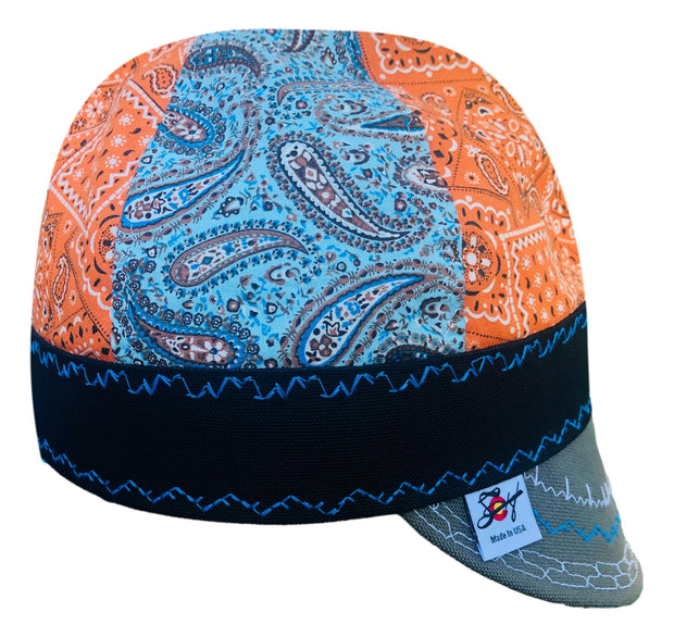Mixed Panel Paisley Size 7 1/2  Hybrid Welders Cap Choose your color