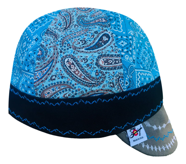 Mixed Panel Paisley Size 7 1/2  Hybrid Welders Cap Choose your color