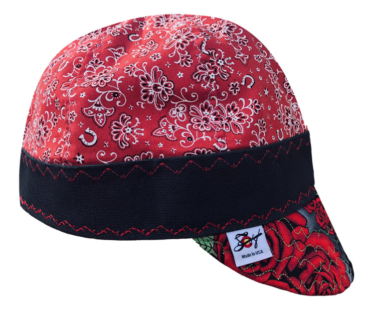 Lucky Paisley/Day of the Dead size 7 1/2 Hybrid Welding Cap