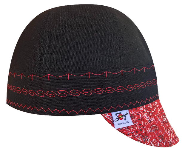 Black and Red Size 7 1/4 Prewashed Canvas Welders Cap