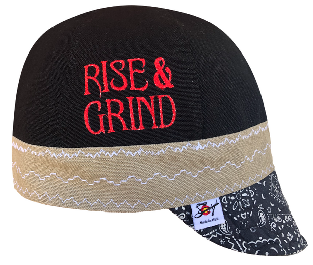 Rise & Grind Embroidered Size 7 1/4 Prewashed Canvas Welders Cap
