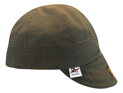 Military Green/Olive Embroidered Canvas Welders Cap