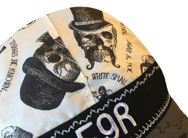 🔥 Edgar Allen Poe Skull Moustache Print Hybrid Welders Cap
