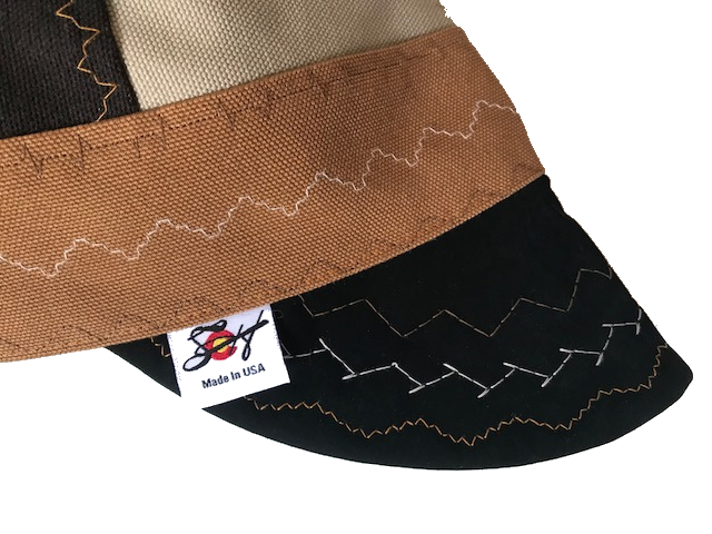 Tri-Color W/Chocolate Brown Leather Bill Canvas Size 7 1/2 Prewashed Welding Cap