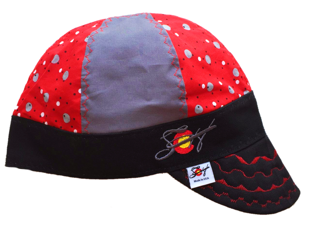 🔴⚪️  Silver & Red Dotted 🔴⚪️ Embroidered Hybrid Welding Cap