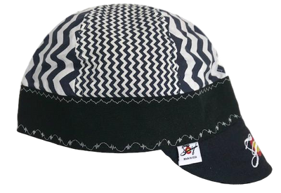 Navy Blue 🔵  Chevron Mixed Panel Embroidered Hybrid Welders Cap Size 7 1/2
